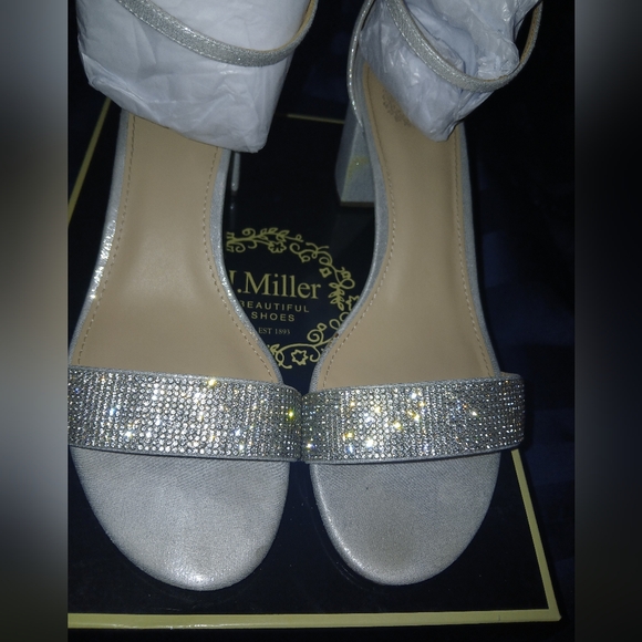 J. Miller Silver Rhinestone Heels - Picture 1 of 7